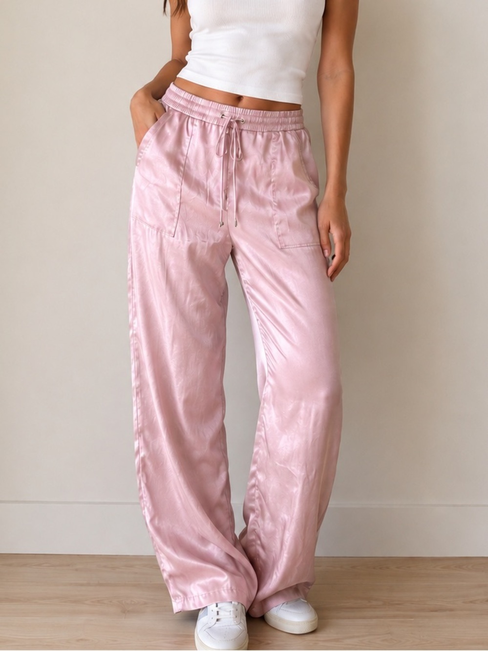 Ted Baker Pink Satin Drawstring Pants
